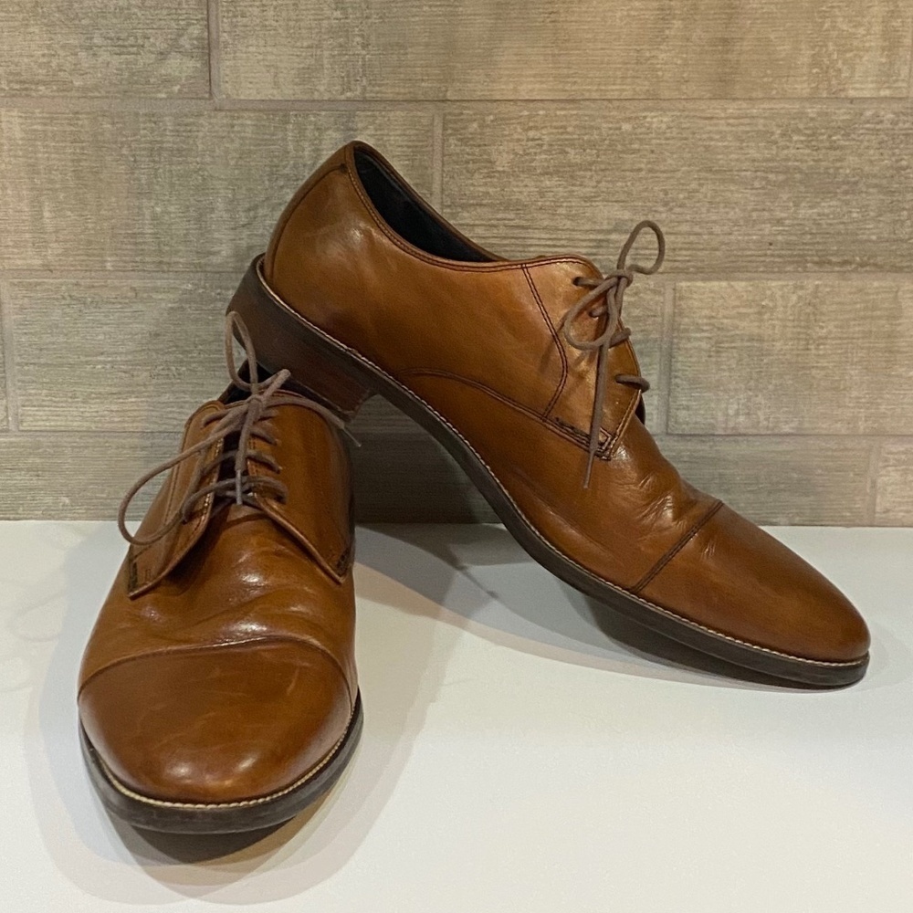 Cole Haan Mens Lenox Hill British Tan Cap‎ Toe Lace Up Dress Oxfords Size 12 M